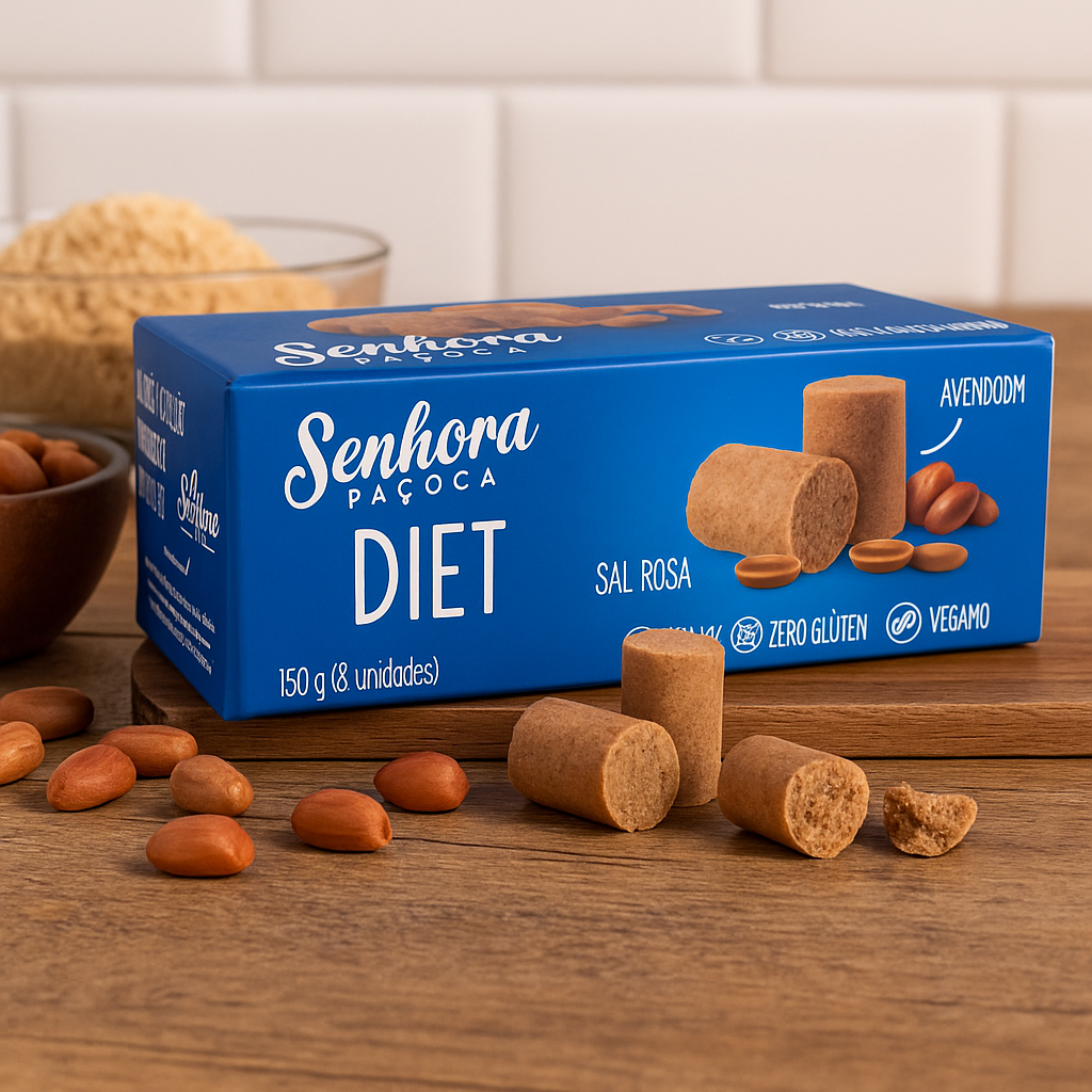 Paçoca DIET Vegano Sem Glúten Caixa C/ 8un